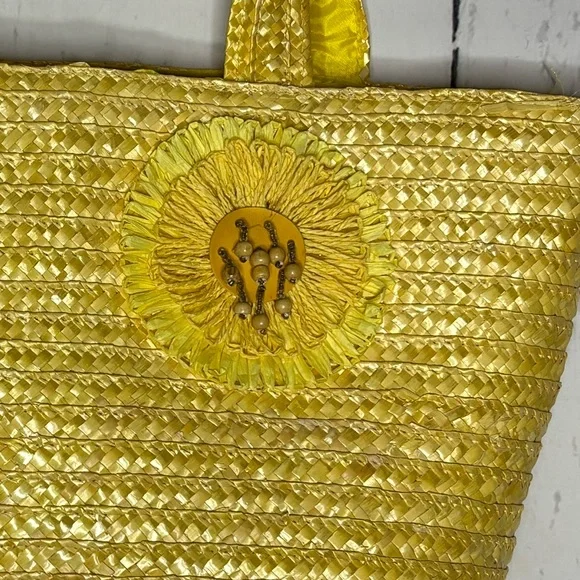 Yellow Straw Tote Bag - Picture 4 of 5